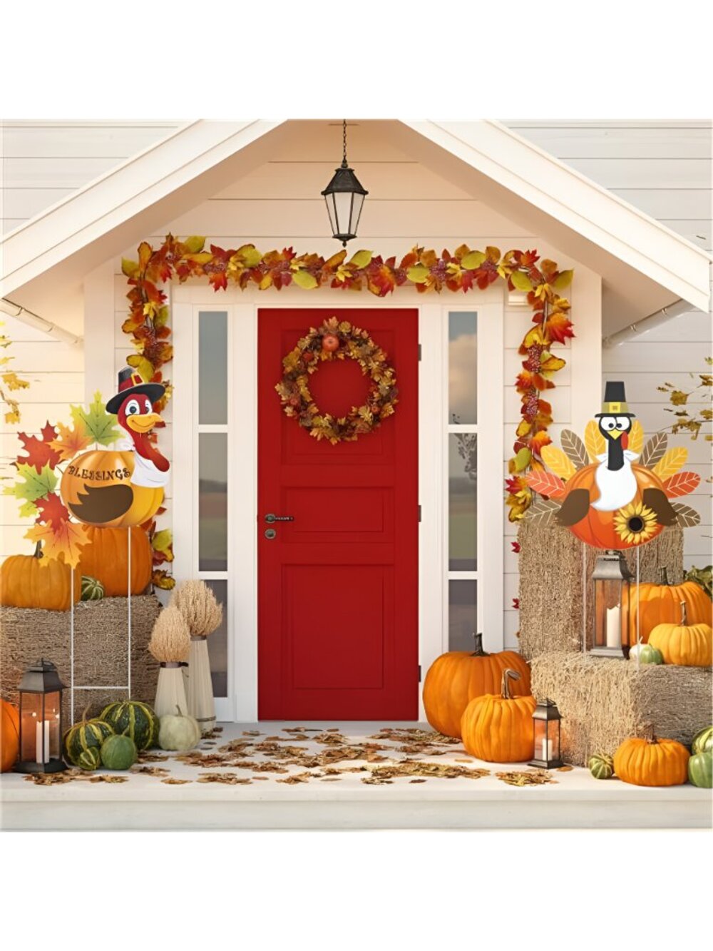 4 Pack Thanksgiving Outdoor Decorations, Metal Turkey Yard Stakes - Picture 5 of 7